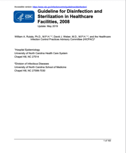 Cover - CDC Guidelines For Disinfection & Sanitation In Healthcare Facilities